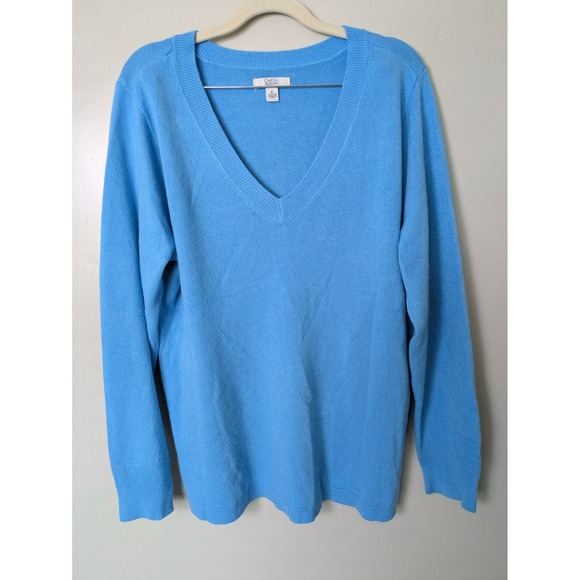 croft & barrow Sweaters - Croft & Barrow V-Neck Sweater Women's XL Blue Long Sleeve Knit Pullover